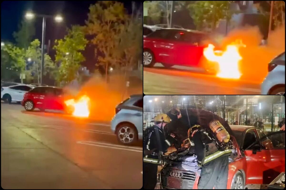 Audi termina en llamas en el Parque Cultural Hidalguense | VIDEO