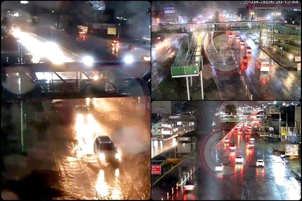 Lluvias complican el tránsito en la salida de Pachuca este miércoles