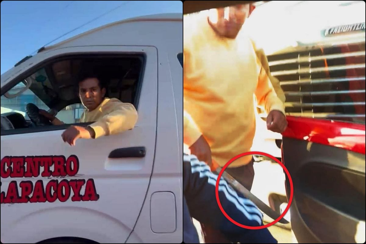 Chofer de transporte público amenaza con machete a conductor en Pachuca | VIDEO