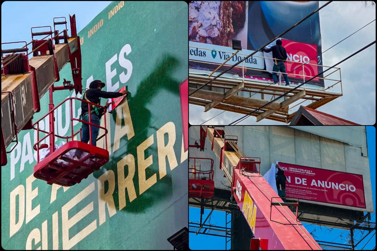 Pachuca pone orden a los espectaculares: inician clausuras para limpiar la imagen urbana