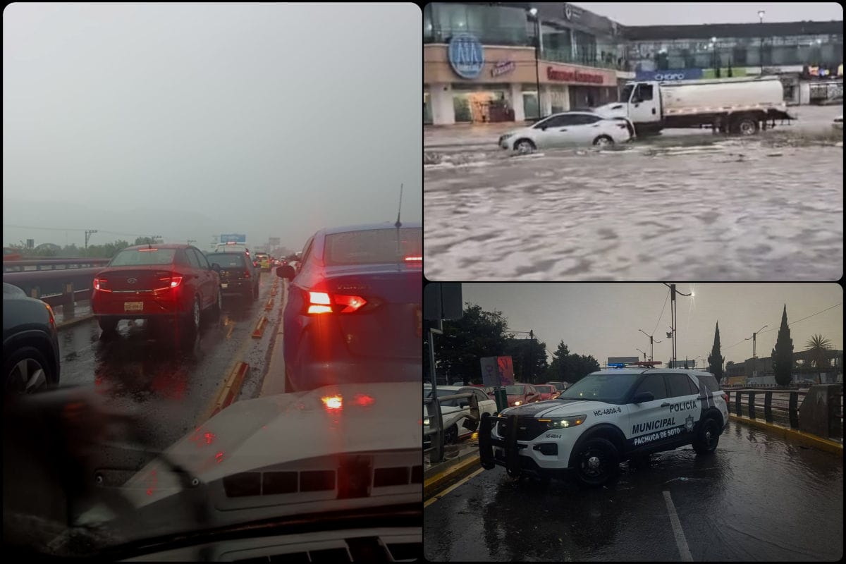 Colapso vial en Pachuca por el aguacero de este viernes: estas son las calles cerradas