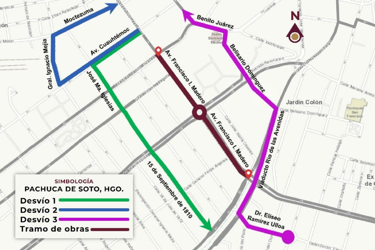 Desvíos en el transporte público de Pachuca por obras en Madero: rutas y alternativas