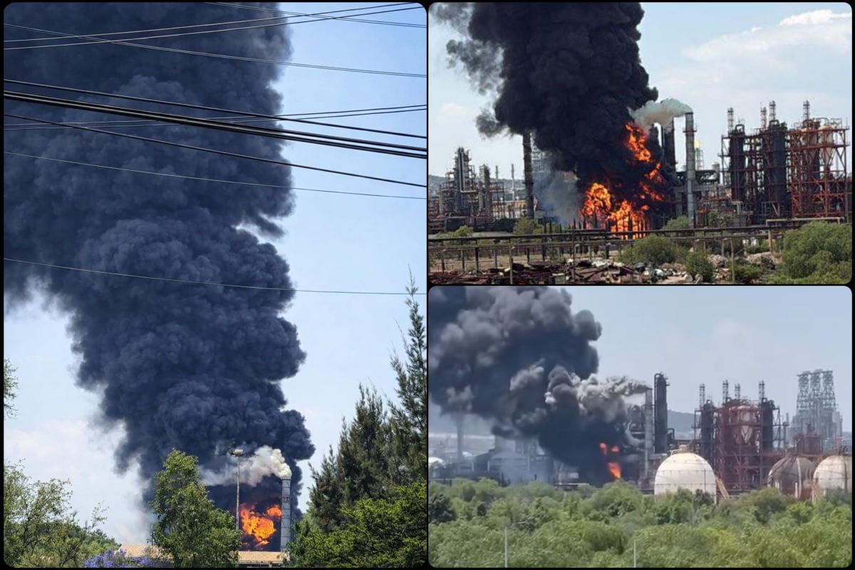 Incendio por presunta explosión provoca intensa columna de humo y movilización en la refinería de Tula