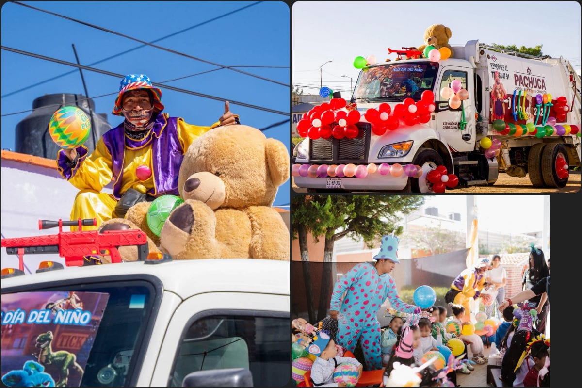 Trabajadores de limpias llevan regalos y sonrisas a la niñez de Pachuca