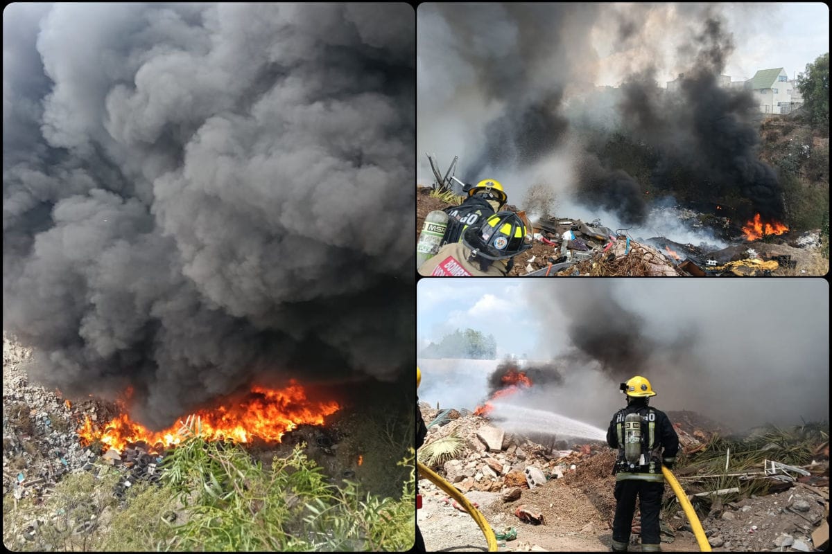 Voraz incendio consume tiradero clandestino de Zempoala