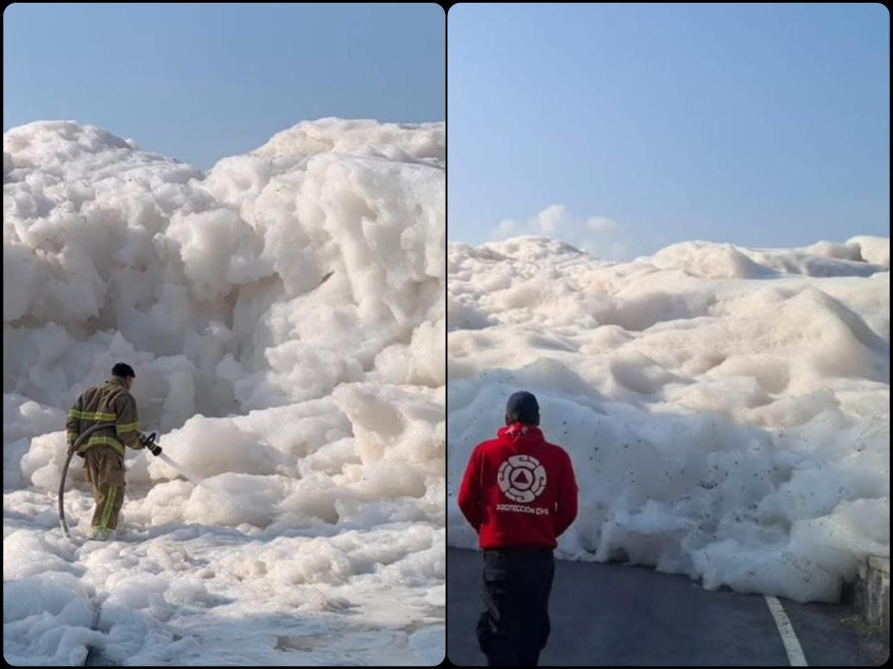 ¡Impresionante! Densa espuma tóxica invade y bloquea carretera de Hidalgo