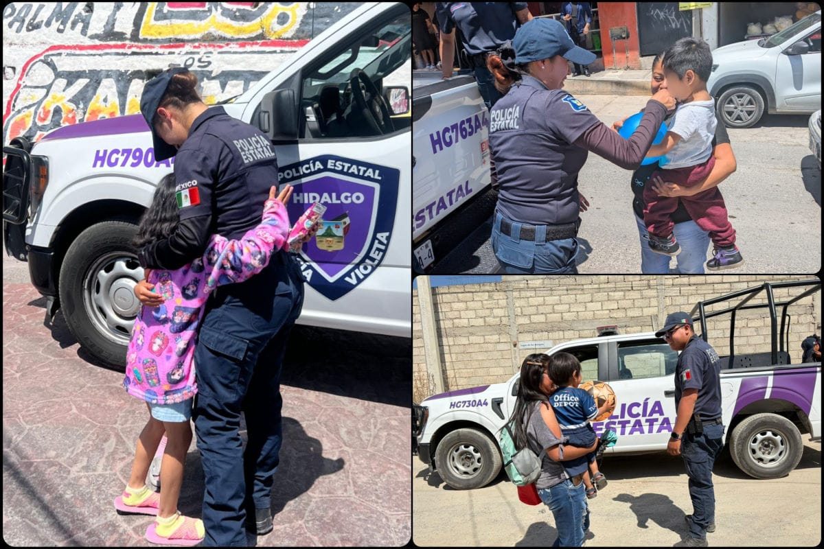 Policías de Hidalgo cambian patrullajes por sonrisas y juguetes