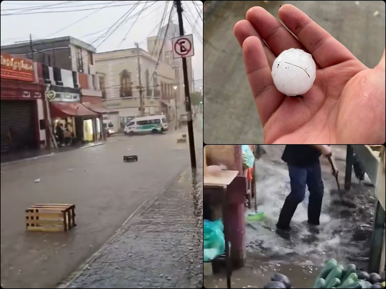 Granizo del tamaño de limones y calles convertidas en ríos este lunes en Pachuca (videos)