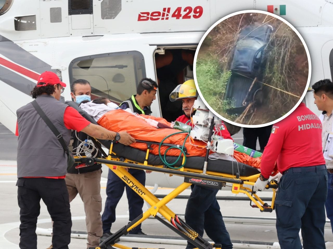 Traslado aéreo de emergencia salva a una joven tras fuerte accidente en la sierra de Hidalgo