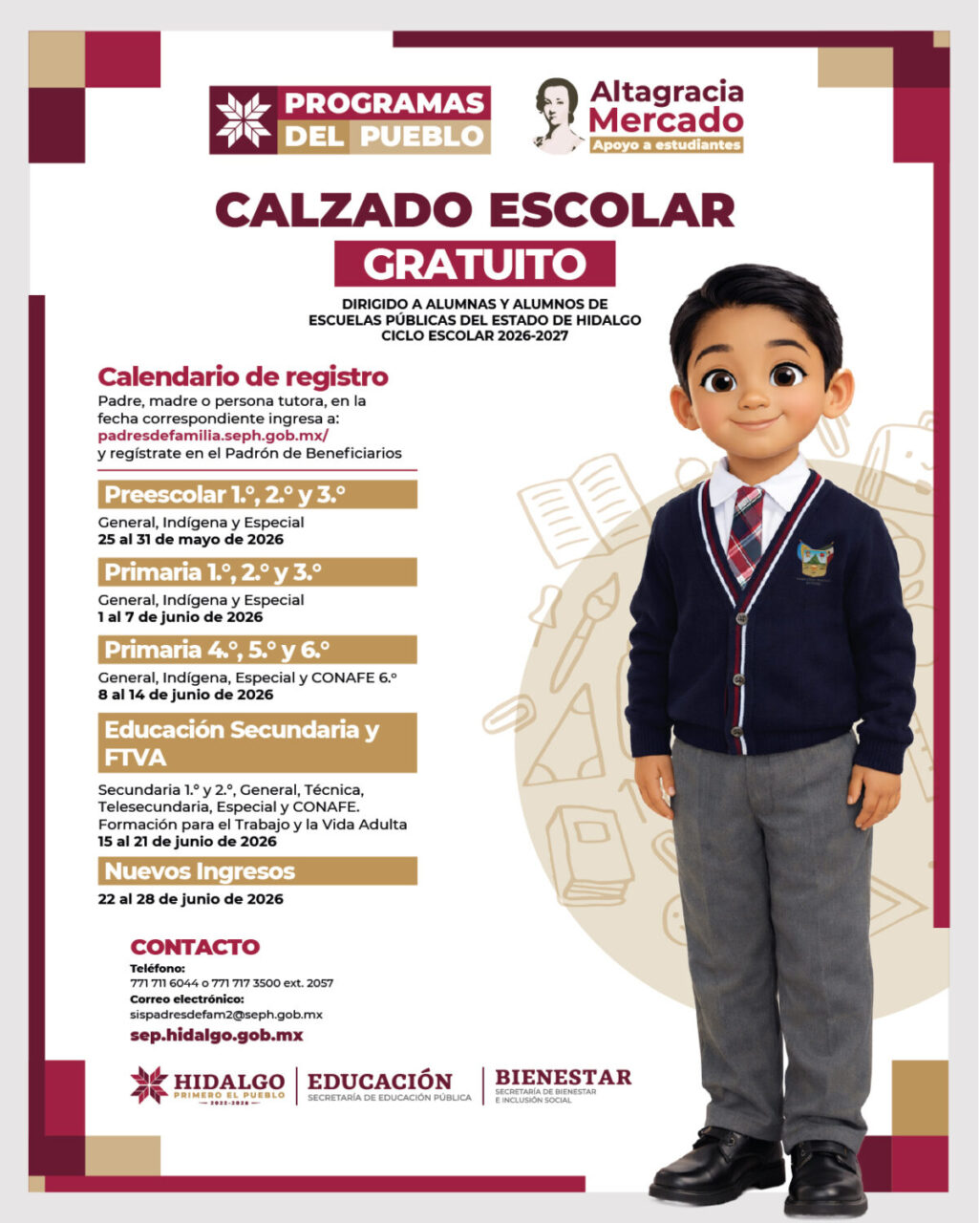 Abren registro para uniformes y calzado escolar gratuitos en Hidalgo