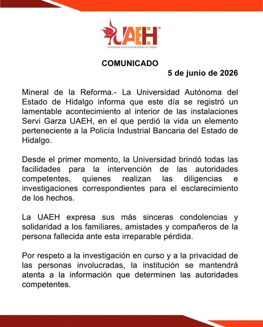 Policía pierde la vida por impacto de bala en instalaciones de la UAEH
