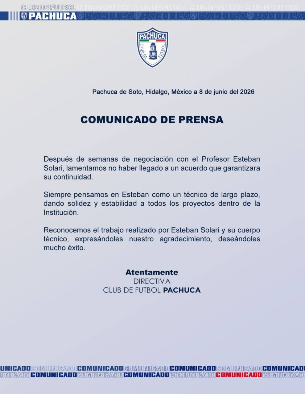 Esteban Solari deja la dirección técnica de los Tuzos tras falta de acuerdos