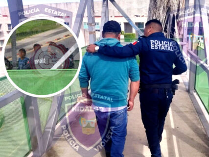 Policía Violeta realiza un sensible rescate en puente de Pachuca