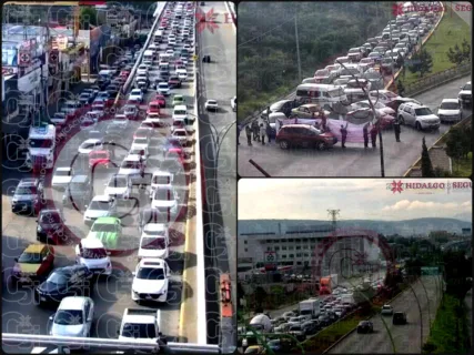 Bloqueo en el bulevar Minero colapsa el tráfico en Pachuca; vecinos acusan fallas en el drenaje