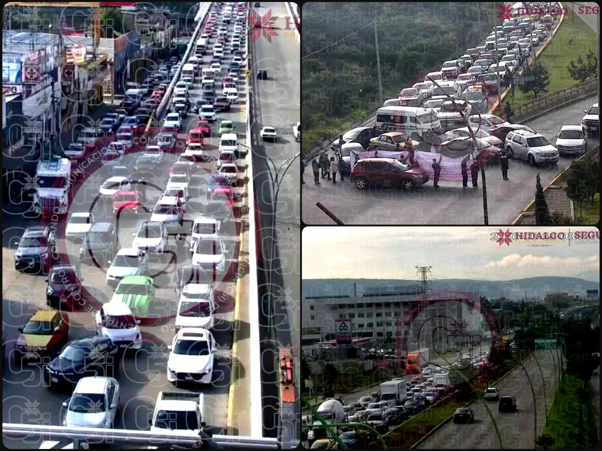 Bloqueo en el bulevar Minero colapsa el tráfico en Pachuca; vecinos acusan fallas en el drenaje