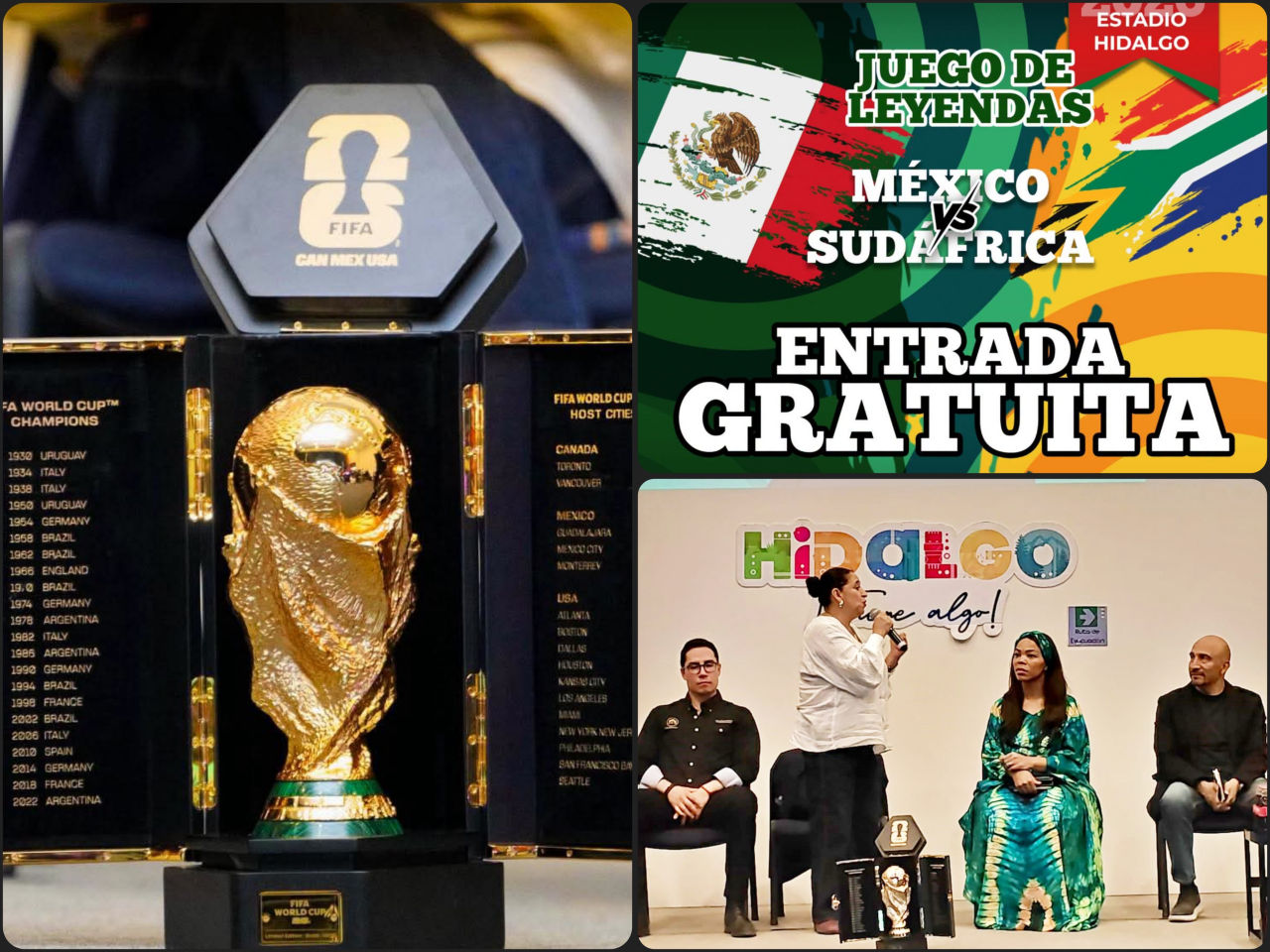 ¡Entrada gratis! Leyendas de México y de Sudáfrica jugarán en el estadio Hidalgo
