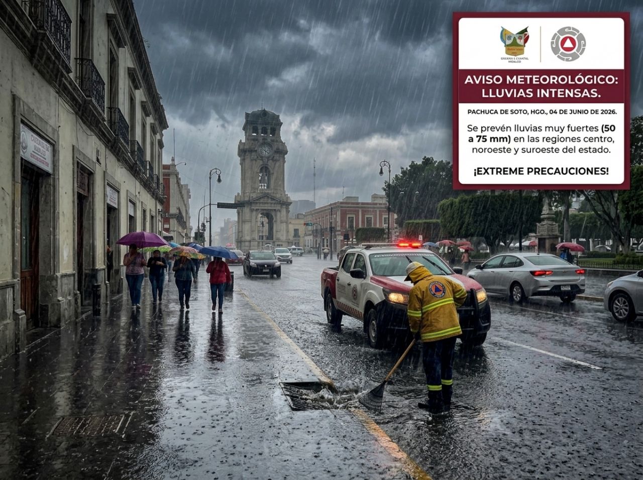 Alertan por lluvias puntuales muy fuertes en Hidalgo para este jueves