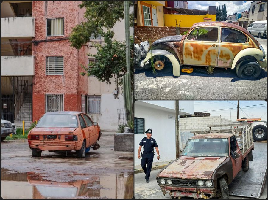 Más de mil autos chatarra son retirados de las calles de Pachuca con el Operativo Rastrillo