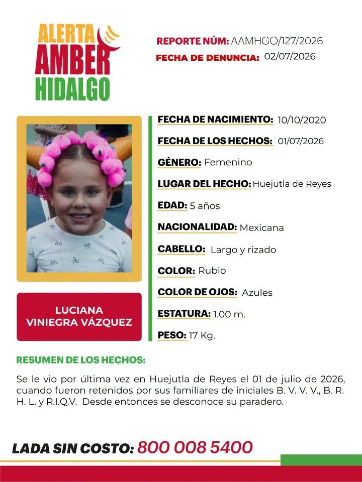 Activan Alerta Amber en Hidalgo por la desaparición de los hermanitos Luciana y Héctor Damián