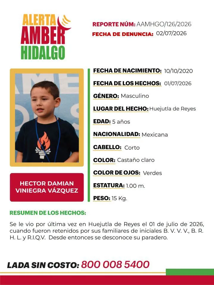 Activan Alerta Amber en Hidalgo por la desaparición de los hermanitos Luciana y Héctor Damián