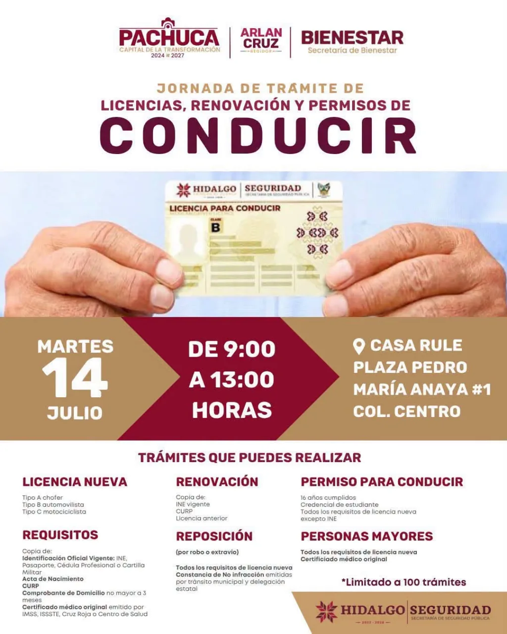 ¿Requieres tramitar tu licencia de conducir? Podrás hacerlo este martes en Casa Rule