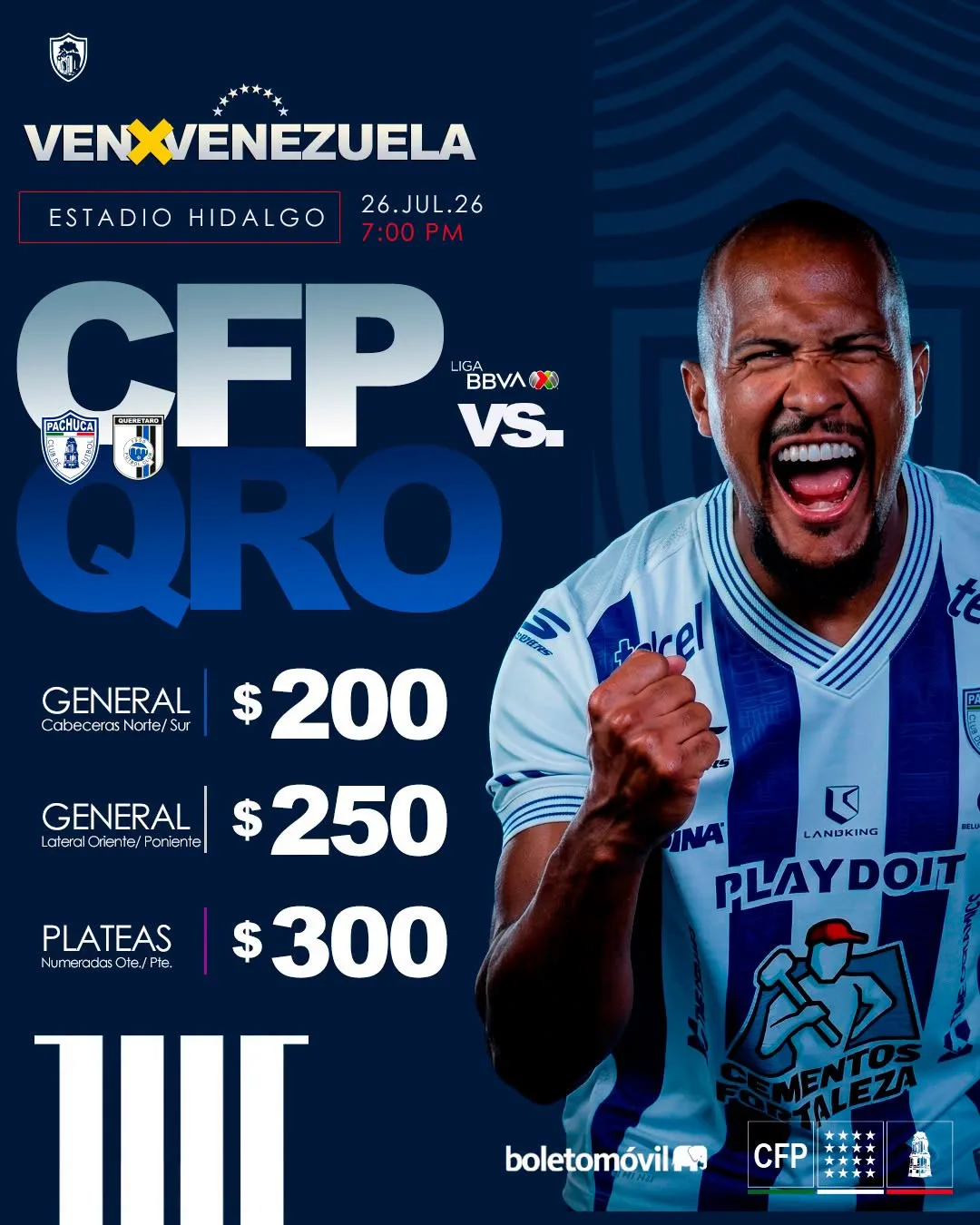 Pachuca jugará por Venezuela el domingo en el estadio Hidalgo