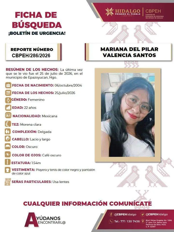 Solicitan apoyo urgente para encontrar a Mariana, desaparecida en Epazoyucan