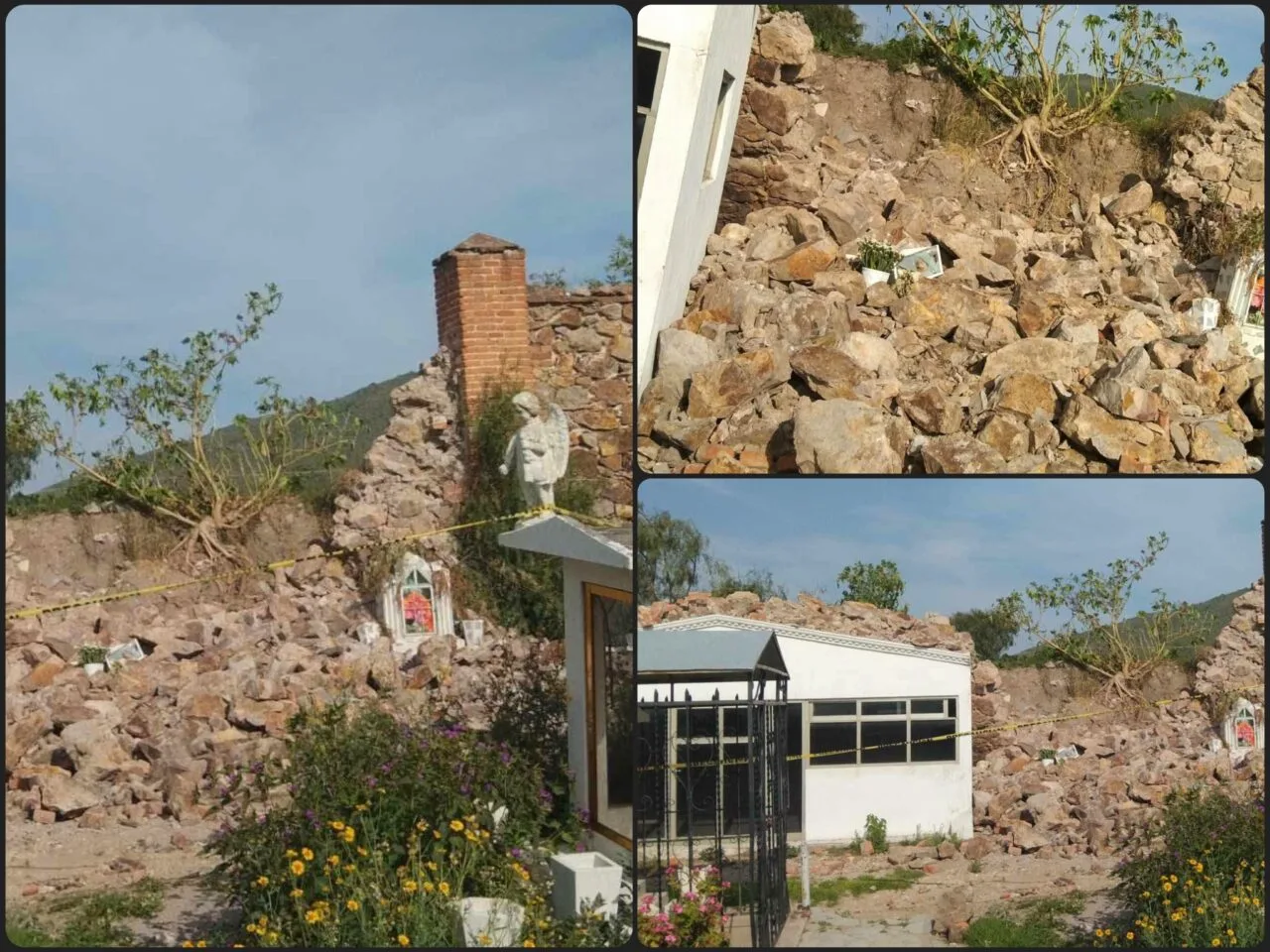 Se desploma barda perimetral sobre tumbas en el Panteón Municipal de Pachuca