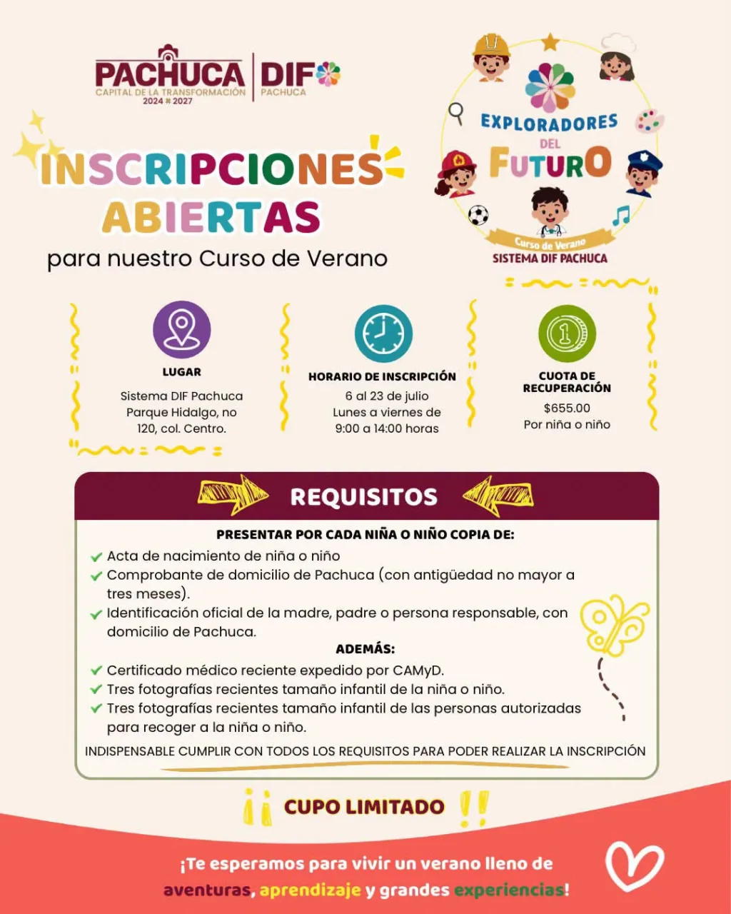 El DIF Pachuca abre inscripciones para el curso de verano infantil en el parque Hidalgo