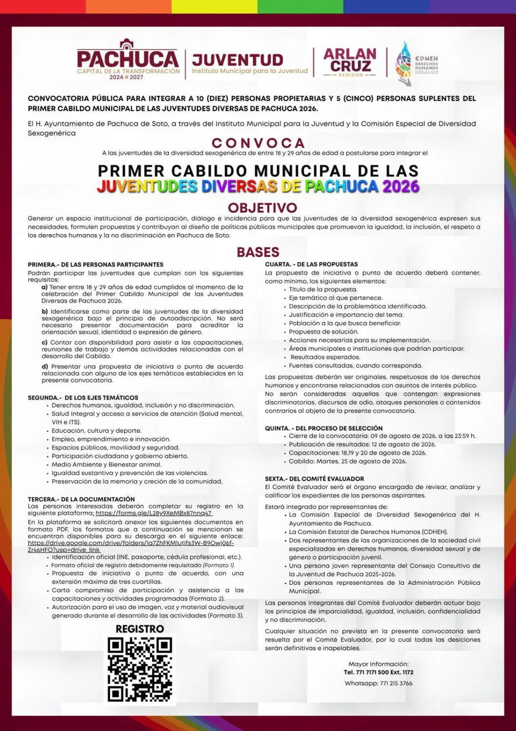 Pachuca abre un histórico espacio para las juventudes LGBTQ+: convoca al Primer Cabildo Municipal Diverso 2026
