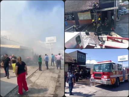 VIDEO: Incendio provoca susto en restaurante frente a la nueva estación de bomberos de Pachuca