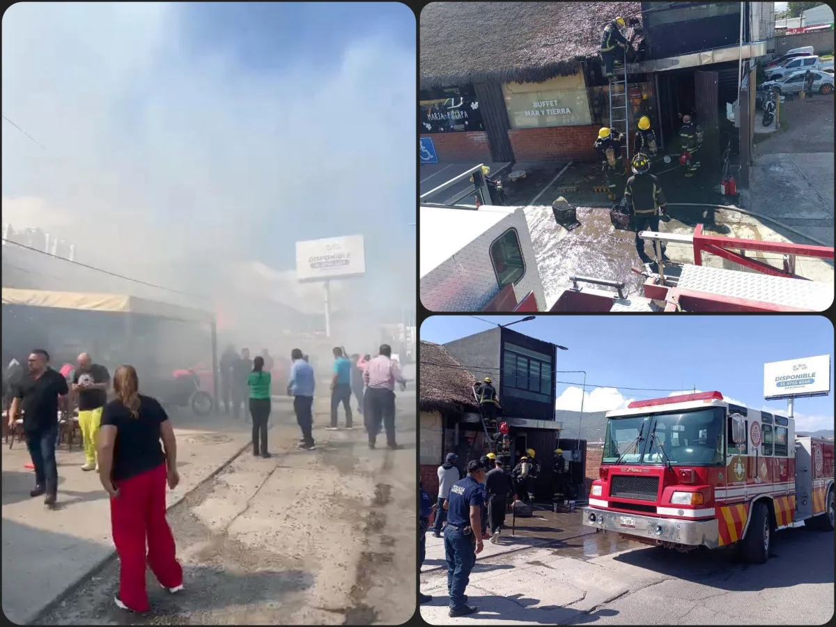 VIDEO: Incendio provoca susto en restaurante frente a la nueva estación de bomberos de Pachuca