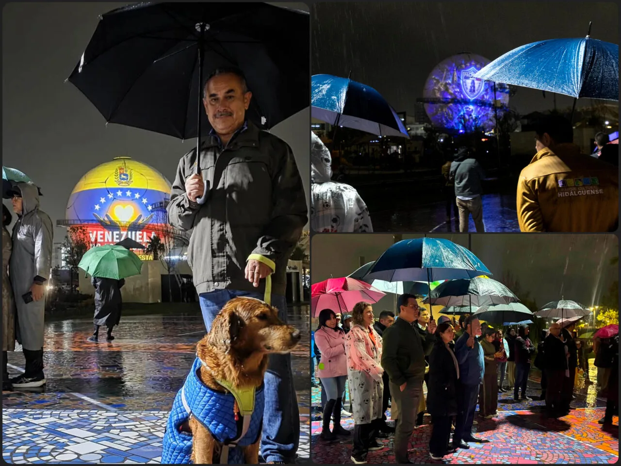 Familias desafían la lluvia en Pachuca para disfrutar del videomapping mundialista