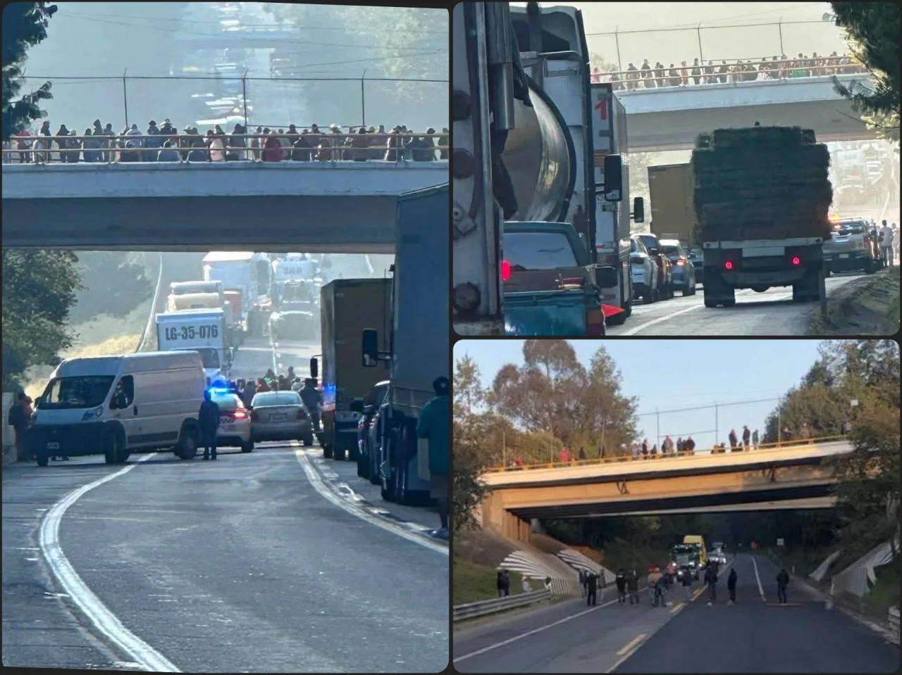 Caos en la México-Tuxpan: hartos de la inseguridad, habitantes de Acaxochitlán bloquean la autopista y la federal
